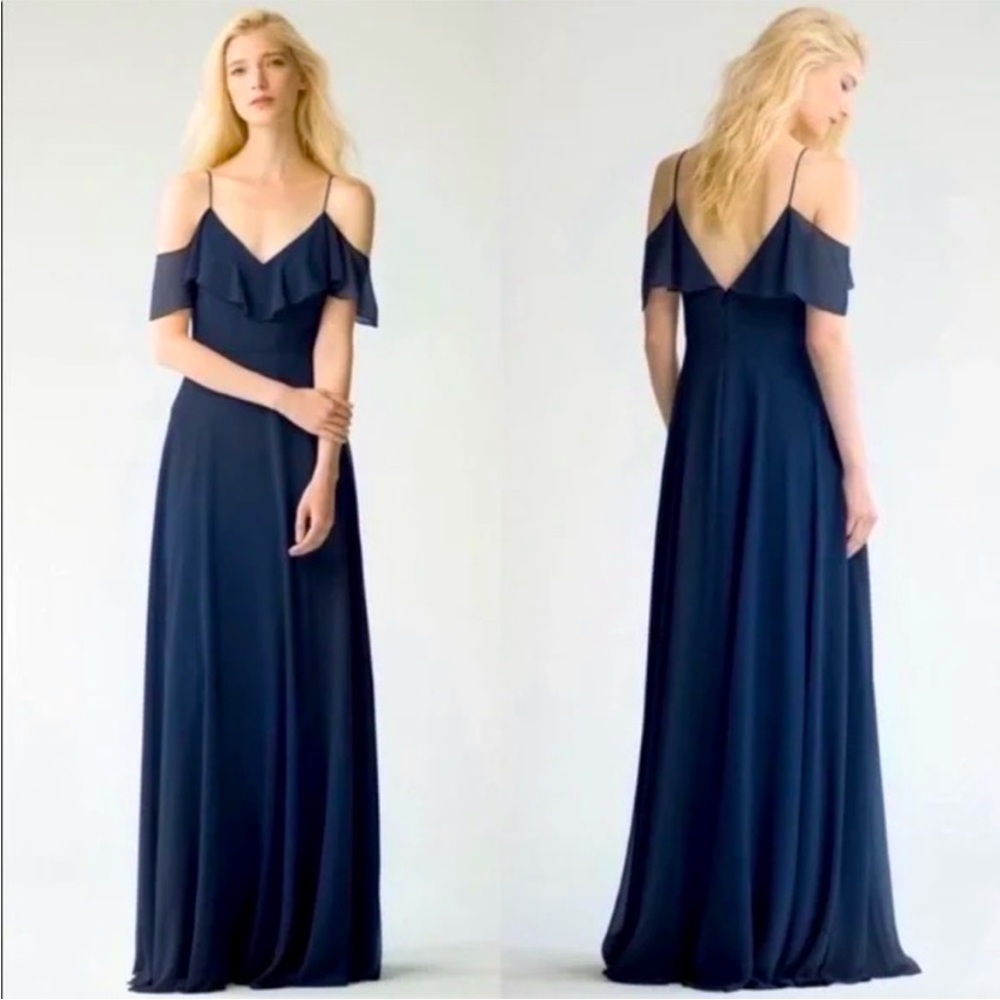 Mila Bridesmaid Dress/ Evening Gown By Jenny Yoo – Navy Blue Luxe Chiffon Size22